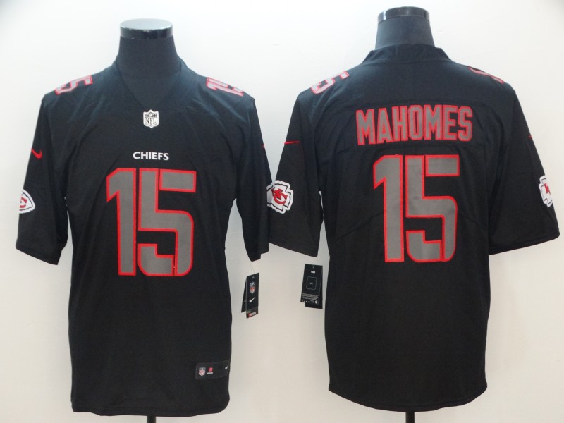 Men's Kansas City Chiefs Patrick Mahomes #15 Black Alternate Jersey